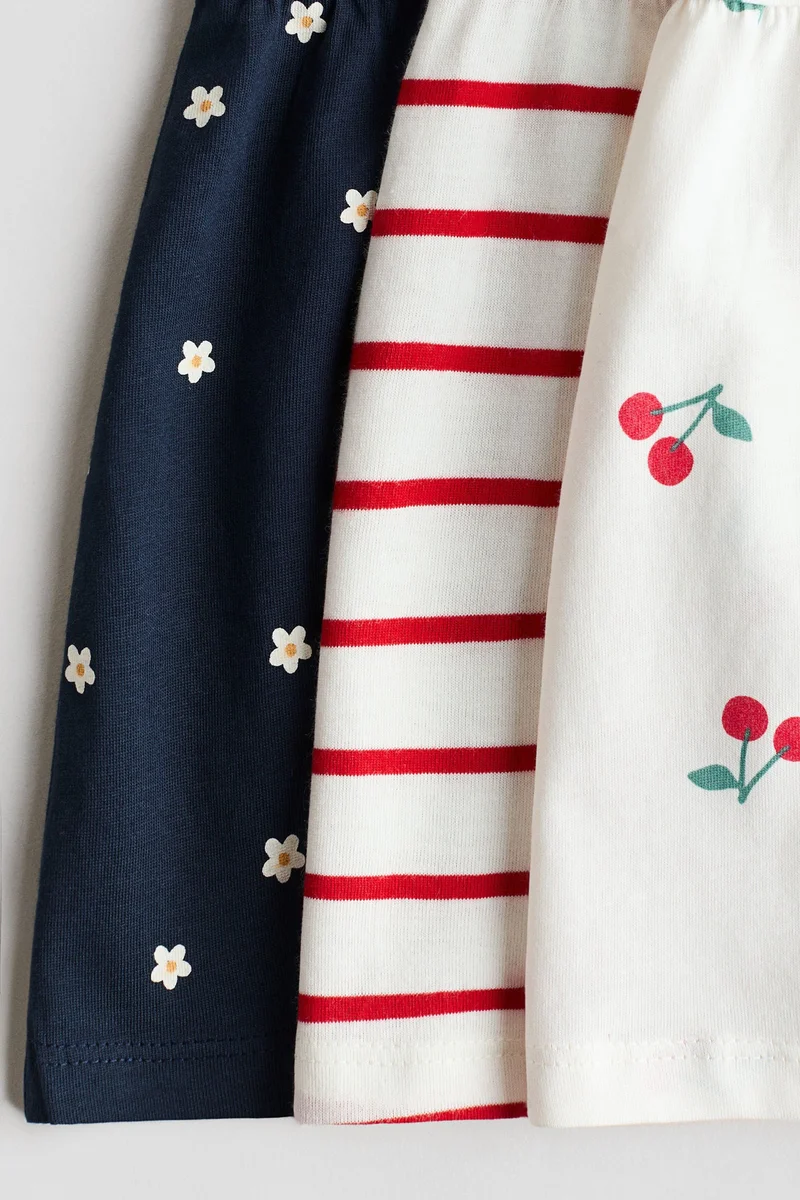 اتش اند ام فساتين قطنية بتصميم مطبوع- عبوة من 3 قطع